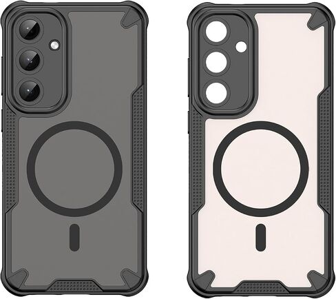 Asuwish Phone Case for Samsung Galaxy S25 Plus S25+ 5G, Compatible with Magsafe Magnetic, Screen Protector, Translucent Matte Back Shockproof Protective Cell Cover S25Plus + S 25 25+ Women Men Black in Saudi Arabia