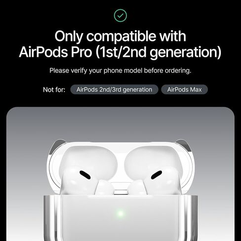 متوافق مع حافظة AirPods Pro (2024)، أغطية ألومنيوم واقية ممتصة للصدمات + تطعيمات من المطاط الصناعي، غطاء علبة شحن ملائم للانزلاق in Kuwait