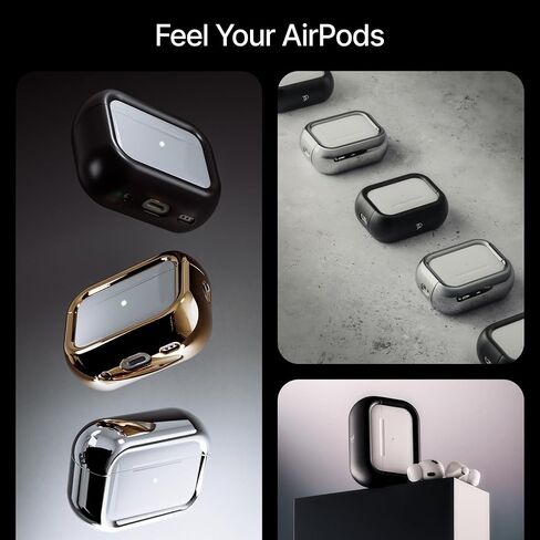 متوافق مع حافظة AirPods Pro (2024)، أغطية ألومنيوم واقية ممتصة للصدمات + تطعيمات من المطاط الصناعي، غطاء علبة شحن ملائم للانزلاق in Kuwait