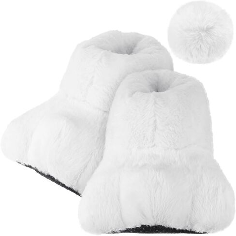 Easter Adult Bunny Shoes and Tail, Bunny Feet Slippers Rabbit Foot Shoes for Women Man Bunny Feet Costume Cosplay Accessories, White in Saudi Arabia