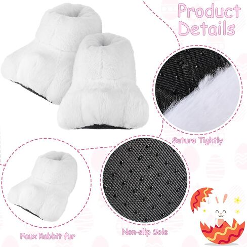 Easter Adult Bunny Shoes and Tail, Bunny Feet Slippers Rabbit Foot Shoes for Women Man Bunny Feet Costume Cosplay Accessories, White in Saudi Arabia