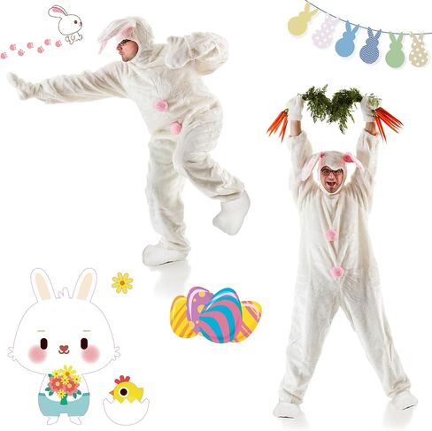 Easter Adult Bunny Shoes and Tail, Bunny Feet Slippers Rabbit Foot Shoes for Women Man Bunny Feet Costume Cosplay Accessories, White in Saudi Arabia