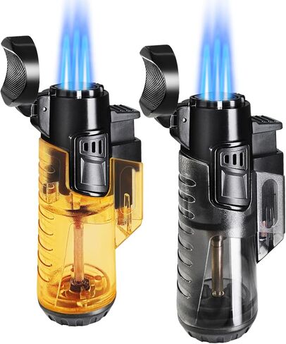 Urgrette Torch Lighter Refillable Butane Triple Torch Lighters Jet Flame Gas Lighter Pocket Lighter for Camping Grill Fireplace Camping (Without Fuel) 2 Pack,Black in Kuwait