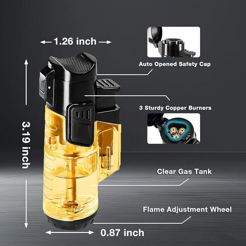 Urgrette Torch Lighter Refillable Butane Triple Torch Lighters Jet Flame Gas Lighter Pocket Lighter for Camping Grill Fireplace Camping (Without Fuel) 2 Pack,Black in Kuwait