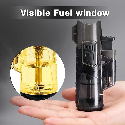 Urgrette Torch Lighter Refillable Butane Triple Torch Lighters Jet Flame Gas Lighter Pocket Lighter for Camping Grill Fireplace Camping (Without Fuel) 2 Pack,Black in Kuwait