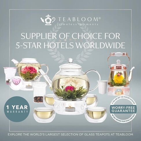 Teabloom Stovetop & Microwave Safe Teapot (40 oz) with Removable Loose Tea Glass Infuser – Includes 2 Blooming Teas – 2-in-1 Tea Kettle and Tea Maker in Saudi Arabia
