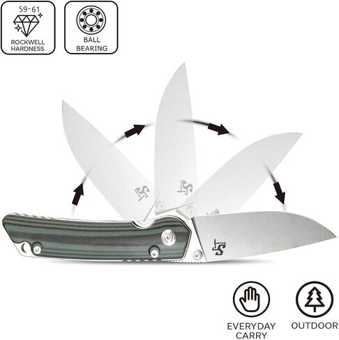 سكين قابل للطي من Sitivien ST128، D2 Blade G10 مقبض أمان بطانة قفل EDC أداة سكين للتنزه في الهواء الطلق والتخييم - أخضر in Kuwait