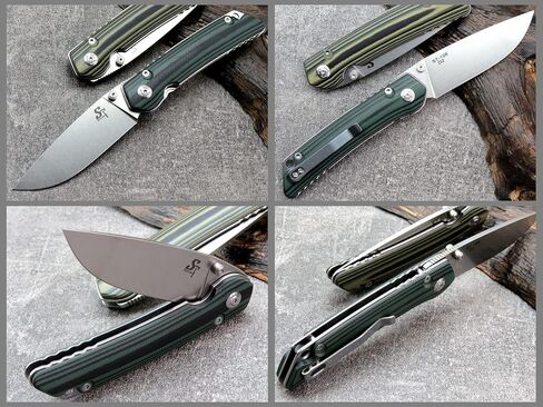 سكين قابل للطي من Sitivien ST128، D2 Blade G10 مقبض أمان بطانة قفل EDC أداة سكين للتنزه في الهواء الطلق والتخييم - أخضر in Kuwait