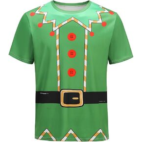 Colorful House Adult Santa's Elf Costume Unisex Christmas Elf T-Shirt Costume Printed Graphic Tee in Kuwait