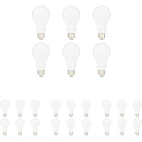 Amazon Basics - لمبة إضاءة LED A19، بيضاء ناعمة، 12 وات (ما يعادل 75 وات)، قابلة لتعديل الضوء، عمر افتراضي يصل إلى 10,000 ساعة، 6 عبوات in Kuwait