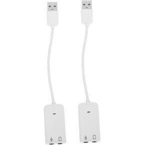 TEHAUX 2 قطعة محول بطاقة صوت USB خارجي لأجهزة الكمبيوتر المحمول جهاز صوت مستقل مع تقليل الضوضاء يدعم سماعة الرأس والميكروفون المتوافق مع سطح المكتب in Kuwait