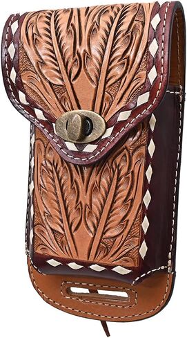 HILASON Horse Saddle Gorgeous Floral American Leather Cell Phone Case Pouch | Holsters Cowboy Genuine Belt Loop Holster in Saudi Arabia