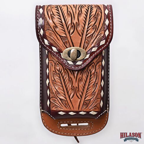 HILASON Horse Saddle Gorgeous Floral American Leather Cell Phone Case Pouch | Holsters Cowboy Genuine Belt Loop Holster in Saudi Arabia