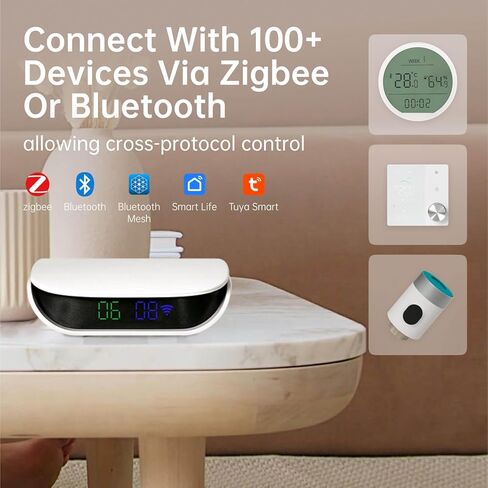 محور VEXA Zigbee لمنتجات TUYA الذكية فقط، جسر Zigbee للمنزل الذكي مع عداد الأجهزة، يدعم جهاز Zibgee & Bluetooth الفرعي، متوافق مع Alexa وGoogle Home، يتطلب واي فاي 2.4 جيجا هرتز in Kuwait