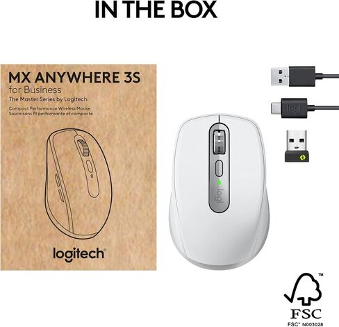 ماوس Logitech MX Anywhere 3S اللاسلكي للأعمال - لنظام التشغيل Windows/Mac/Chrome/Linux، بلوتوث، نقرة هادئة، Secure Logi Bolt، مدمج، 8K DPI، تمرير MagSpeed ​​- جرافيت in Kuwait