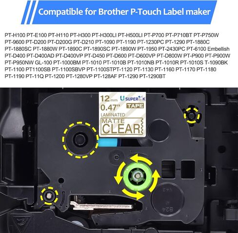 3PK Compatible for Brother P-Touch Label Maker Tape TZe-M34 TZ-M34 Gold on Matte Clear 12mm 1/2 inch 0.47'' x 26.2ft Laminated TZe TZ Label Tape for PT-D400 D400AD D400VP D450 in Saudi Arabia
