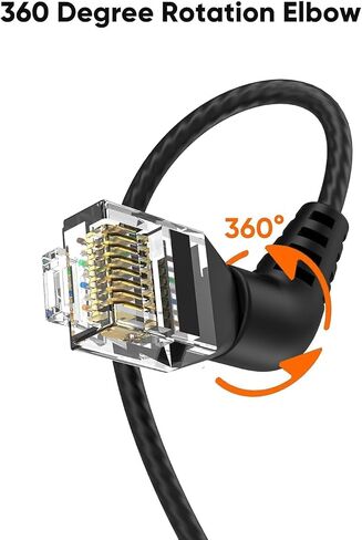 CAT6A Ethernet Cable UTP Booted, 360° Rotation Cat6A LAN Network Cable with RJ45 Connector, 32AWG 10Gbps 500MHz Patch Cord High Speed for Gaming, PS5, Modem,PC,1.5m/5ft in Saudi Arabia