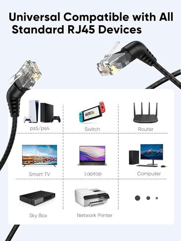 CAT6A Ethernet Cable UTP Booted, 360° Rotation Cat6A LAN Network Cable with RJ45 Connector, 32AWG 10Gbps 500MHz Patch Cord High Speed for Gaming, PS5, Modem,PC,1.5m/5ft in Saudi Arabia