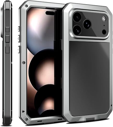 جراب Marrkey متوافق مع iPhone 17 Pro Max، غطاء حماية كامل للجسم 360 درجة عالي التحمل مقاوم للصدمات [درع متين] جراب معدني من سبائك الألومنيوم مع واقي شاشة مدمج من السيليكون - أسود in Kuwait