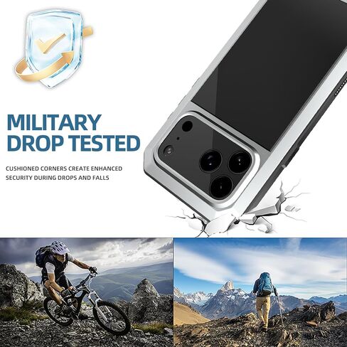 جراب Marrkey متوافق مع iPhone 17 Pro Max، غطاء حماية كامل للجسم 360 درجة عالي التحمل مقاوم للصدمات [درع متين] جراب معدني من سبائك الألومنيوم مع واقي شاشة مدمج من السيليكون - أسود in Kuwait