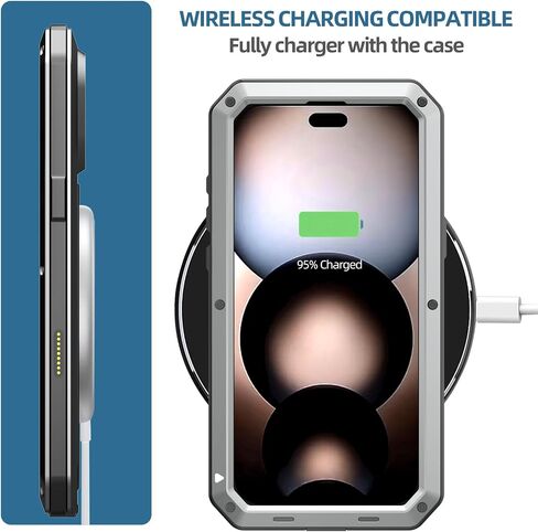 جراب Marrkey متوافق مع iPhone 17 Pro Max، غطاء حماية كامل للجسم 360 درجة عالي التحمل مقاوم للصدمات [درع متين] جراب معدني من سبائك الألومنيوم مع واقي شاشة مدمج من السيليكون - أسود in Kuwait