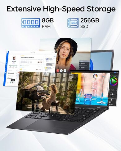أجهزة كمبيوتر محمولة تقليدية مقاس 14 بوصة - محرك أقراص SSD سعة 256 جيجابايت وذاكرة وصول عشوائي سعتها 8 جيجابايت وحدة المعالجة المركزية Celeron وWIFI5 وBT5.0 ومنفذ USB 3.0 وفتحة بطاقة TF وكمبيوتر نحيف خفيف الوزن للأعمال والمدرسة (NC14G) in Kuwait