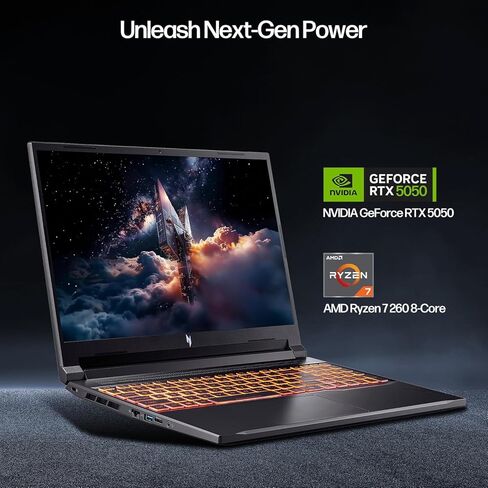 كمبيوتر محمول acer Nitro V 16 AI Creator، شاشة WUXGA مقاس 16 بوصة، NVIDIA GeForce RTX 5050، AMD Ryzen 7 260 180 هرتز، ذاكرة الوصول العشوائي 64 جيجابايت، 2 تيرابايت SSD، WiFi 6، لوحة مفاتيح بإضاءة خلفية، مع كابل Mytrix Assy HDMI للمكتب مدى الحياة، يفوز 11 in Saudi Arabia