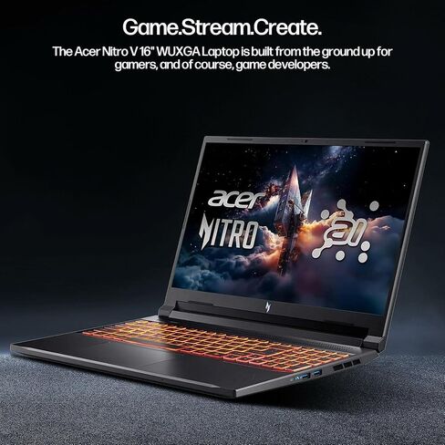 كمبيوتر محمول acer Nitro V 16 AI Creator، شاشة WUXGA مقاس 16 بوصة، NVIDIA GeForce RTX 5050، AMD Ryzen 7 260 180 هرتز، ذاكرة الوصول العشوائي 64 جيجابايت، 2 تيرابايت SSD، WiFi 6، لوحة مفاتيح بإضاءة خلفية، مع كابل Mytrix Assy HDMI للمكتب مدى الحياة، يفوز 11 in Saudi Arabia