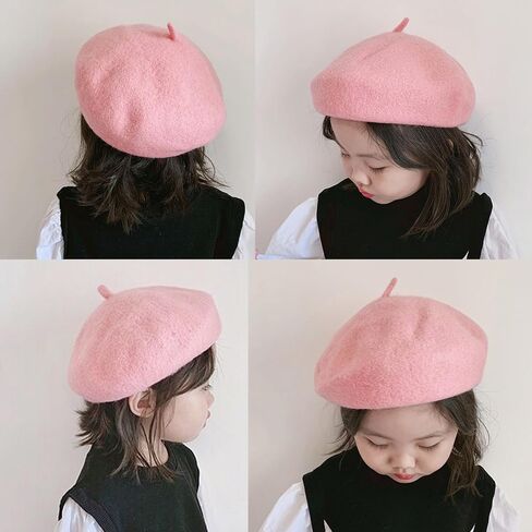 Classic French Beret Hat for Kids - Elegent Wool Beret for Girls Party Romantic French Themed Fancy Dress 4-10 Years in Kuwait