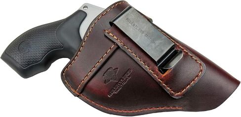 حافظة IWB الجلدية من Defender - تناسب معظم المسدسات ذات الإطار J بما في ذلك. Ruger LCR، S&W 442/642، Taurus، Charter ومعظم المسدسات الخاصة .38 - صنع في الولايات المتحدة الأمريكية in Saudi Arabia