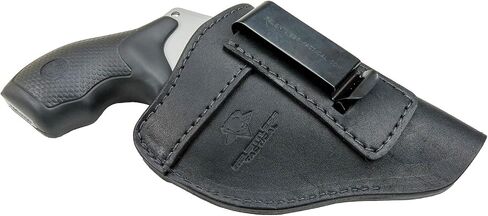 حافظة IWB الجلدية من Defender - تناسب معظم المسدسات ذات الإطار J بما في ذلك. Ruger LCR، S&W 442/642، Taurus، Charter ومعظم المسدسات الخاصة .38 - صنع في الولايات المتحدة الأمريكية in Saudi Arabia