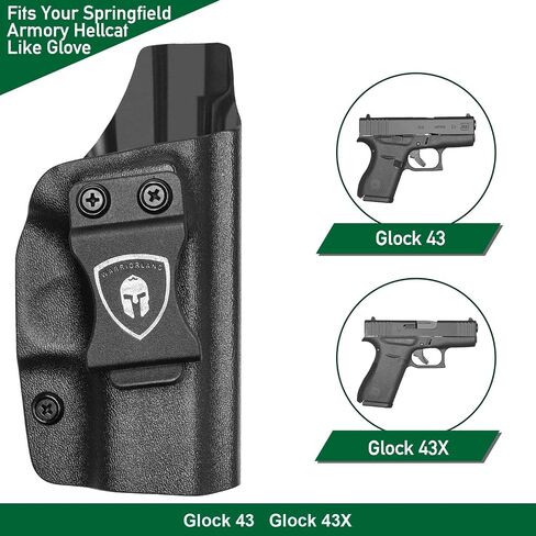 حافظة WARRIORLAND IWB Kydex، اختيارية لـ Glock 17/19/ 19X/ 43/ 43X، Hellcat، Sig P320-M18، Ruger LCP 2/ LCP 380/ EC9S، Beretta APX بالحجم الكامل، M&P Shield 9/.40 /Shield EZ، والمزيد، اليد اليمنى in Kuwait