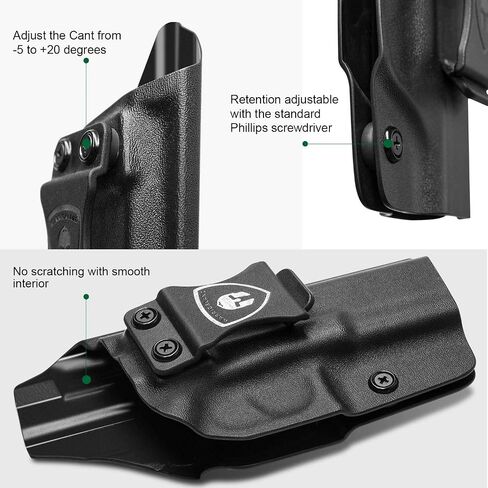 حافظة WARRIORLAND IWB Kydex، اختيارية لـ Glock 17/19/ 19X/ 43/ 43X، Hellcat، Sig P320-M18، Ruger LCP 2/ LCP 380/ EC9S، Beretta APX بالحجم الكامل، M&P Shield 9/.40 /Shield EZ، والمزيد، اليد اليمنى in Kuwait