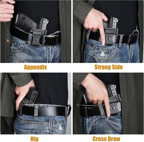 حافظة WARRIORLAND IWB Kydex، اختيارية لـ Glock 17/19/ 19X/ 43/ 43X، Hellcat، Sig P320-M18، Ruger LCP 2/ LCP 380/ EC9S، Beretta APX بالحجم الكامل، M&P Shield 9/.40 /Shield EZ، والمزيد، اليد اليمنى in Kuwait