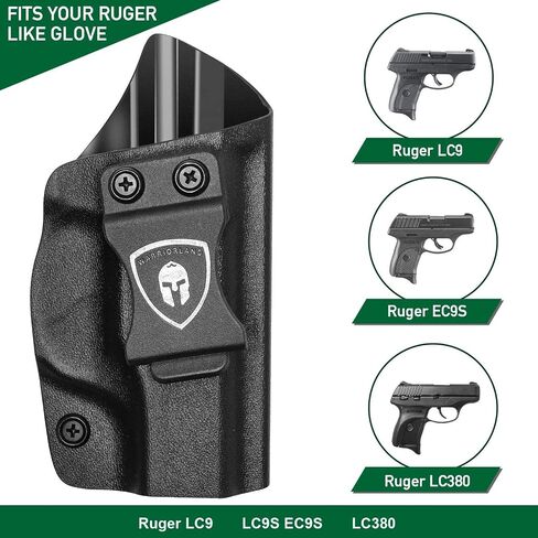 حافظة WARRIORLAND IWB Kydex، اختيارية لـ Glock 17/19/ 19X/ 43/ 43X، Hellcat، Sig P320-M18، Ruger LCP 2/ LCP 380/ EC9S، Beretta APX بالحجم الكامل، M&P Shield 9/.40 /Shield EZ، والمزيد، اليد اليمنى in Kuwait