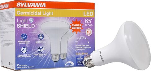 لمبة الإضاءة SYLVANIA ECO LED BR30، 65 وات = 10 وات، قابلة للتعتيم، لمسة نهائية بلوري، 650 لومن، 2700 ك، أبيض ناعم - 4 عبوات (40870) in Kuwait