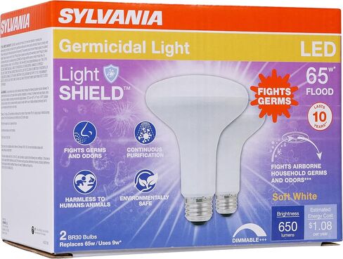 لمبة الإضاءة SYLVANIA ECO LED BR30، 65 وات = 10 وات، قابلة للتعتيم، لمسة نهائية بلوري، 650 لومن، 2700 ك، أبيض ناعم - 4 عبوات (40870) in Kuwait
