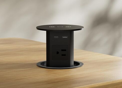 منفذ منبثق - فتحة 4 بوصة، مخرج 4 تيار متردد، 20 وات USB C، شحن لاسلكي 15 وات، منفذ 2 USB، مخرج طاقة بحلقة تثبيت على سطح المكتب لسطح طاولة جزيرة المطبخ، كابل 6 أقدام، أبيض in Saudi Arabia