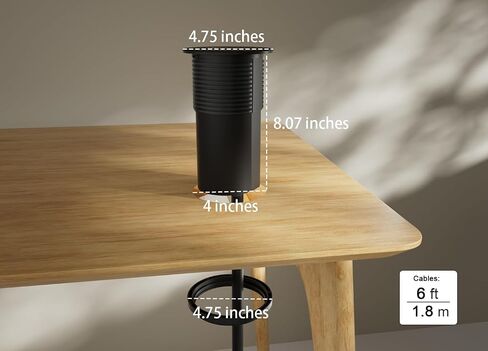 منفذ منبثق - فتحة 4 بوصة، مخرج 4 تيار متردد، 20 وات USB C، شحن لاسلكي 15 وات، منفذ 2 USB، مخرج طاقة بحلقة تثبيت على سطح المكتب لسطح طاولة جزيرة المطبخ، كابل 6 أقدام، أبيض in Saudi Arabia