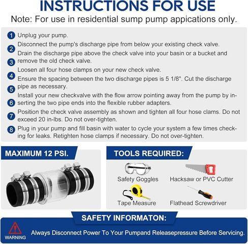 2 بوصة صامت صامت PVC صمام ، صمام التحقق من مضخة Sump Clear واضحة مع المشابك غير القابل للصدأ تناسب 7-1/4 "الفجوة في 2" أنبوب 40 ، مع ربيع الصرف الصحي المتسرب. in Kuwait