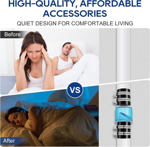 2 بوصة صامت صامت PVC صمام ، صمام التحقق من مضخة Sump Clear واضحة مع المشابك غير القابل للصدأ تناسب 7-1/4 "الفجوة في 2" أنبوب 40 ، مع ربيع الصرف الصحي المتسرب. in Kuwait