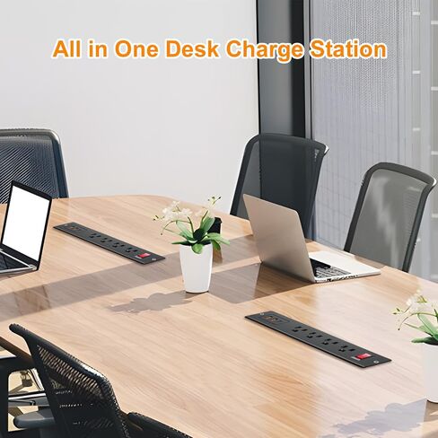 4 منافذ قطاع طاقة مجوف مع USB C 20 وات، منفذ طاقة سريع الشحن لسطح المكتب، موسع مكتب مثبت على سطح المكتب بطول 6.56 قدم، قابس سلك تمديد في فندق مؤتمرات الأثاث in Kuwait