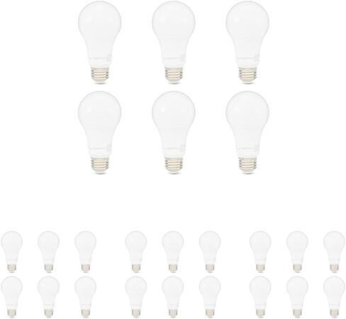 Amazon Basics - لمبة إضاءة LED A19، بيضاء ناعمة، 12 وات (ما يعادل 75 وات)، قابلة لتعديل الضوء، عمر افتراضي يصل إلى 10,000 ساعة، 6 عبوات in Kuwait
