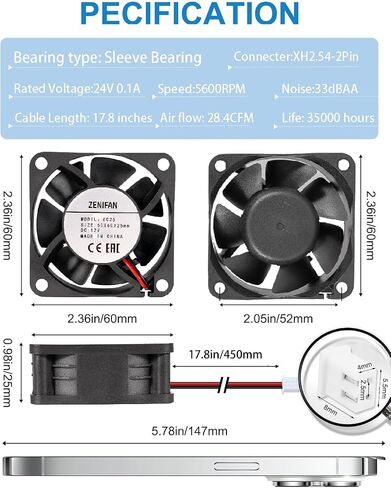 2 Pack 12V DC Cooling Fan 120mm x 25mm 2Pin Brushless Case Fan for PC Desktop Computer Hard Drive Amplifier PSU Powered Supply in Saudi Arabia