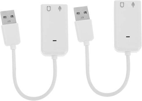 TEHAUX 2 قطعة USB محول بطاقة الصوت الخارجية محول الصوت العملي المستقل لتوصيل الكمبيوتر المحمول وجودة الصوت مع تقليل الضوضاء لا يتطلب برنامج تشغيل in Kuwait