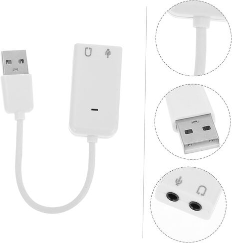 TEHAUX 2 قطعة USB محول بطاقة الصوت الخارجية محول الصوت العملي المستقل لتوصيل الكمبيوتر المحمول وجودة الصوت مع تقليل الضوضاء لا يتطلب برنامج تشغيل in Kuwait