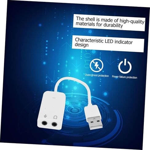 TEHAUX 2 قطعة USB محول بطاقة الصوت الخارجية محول الصوت العملي المستقل لتوصيل الكمبيوتر المحمول وجودة الصوت مع تقليل الضوضاء لا يتطلب برنامج تشغيل in Kuwait