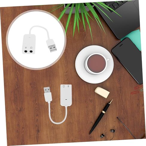 TEHAUX 2 قطعة USB محول بطاقة الصوت الخارجية محول الصوت العملي المستقل لتوصيل الكمبيوتر المحمول وجودة الصوت مع تقليل الضوضاء لا يتطلب برنامج تشغيل in Kuwait