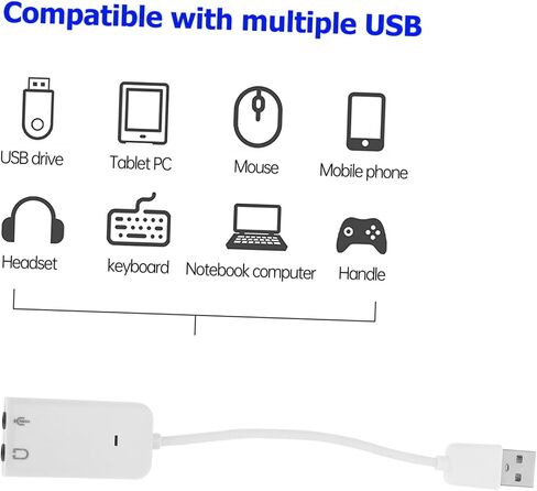 TEHAUX 2 قطعة USB محول بطاقة الصوت الخارجية محول الصوت العملي المستقل لتوصيل الكمبيوتر المحمول وجودة الصوت مع تقليل الضوضاء لا يتطلب برنامج تشغيل in Kuwait