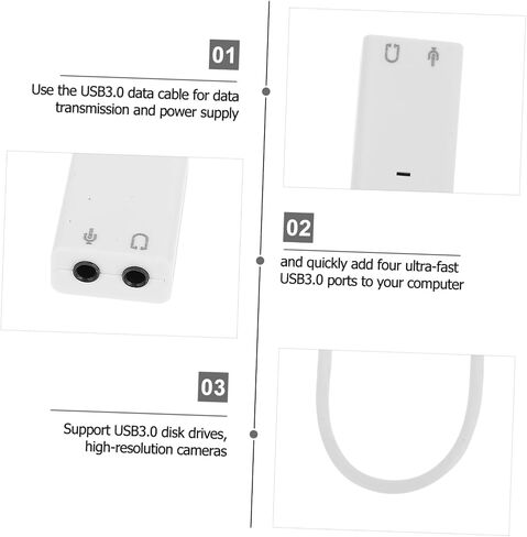 TEHAUX 2 قطعة USB محول بطاقة الصوت الخارجية محول الصوت العملي المستقل لتوصيل الكمبيوتر المحمول وجودة الصوت مع تقليل الضوضاء لا يتطلب برنامج تشغيل in Kuwait
